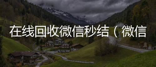 在线回收微信秒结（微信回收秒结平台）